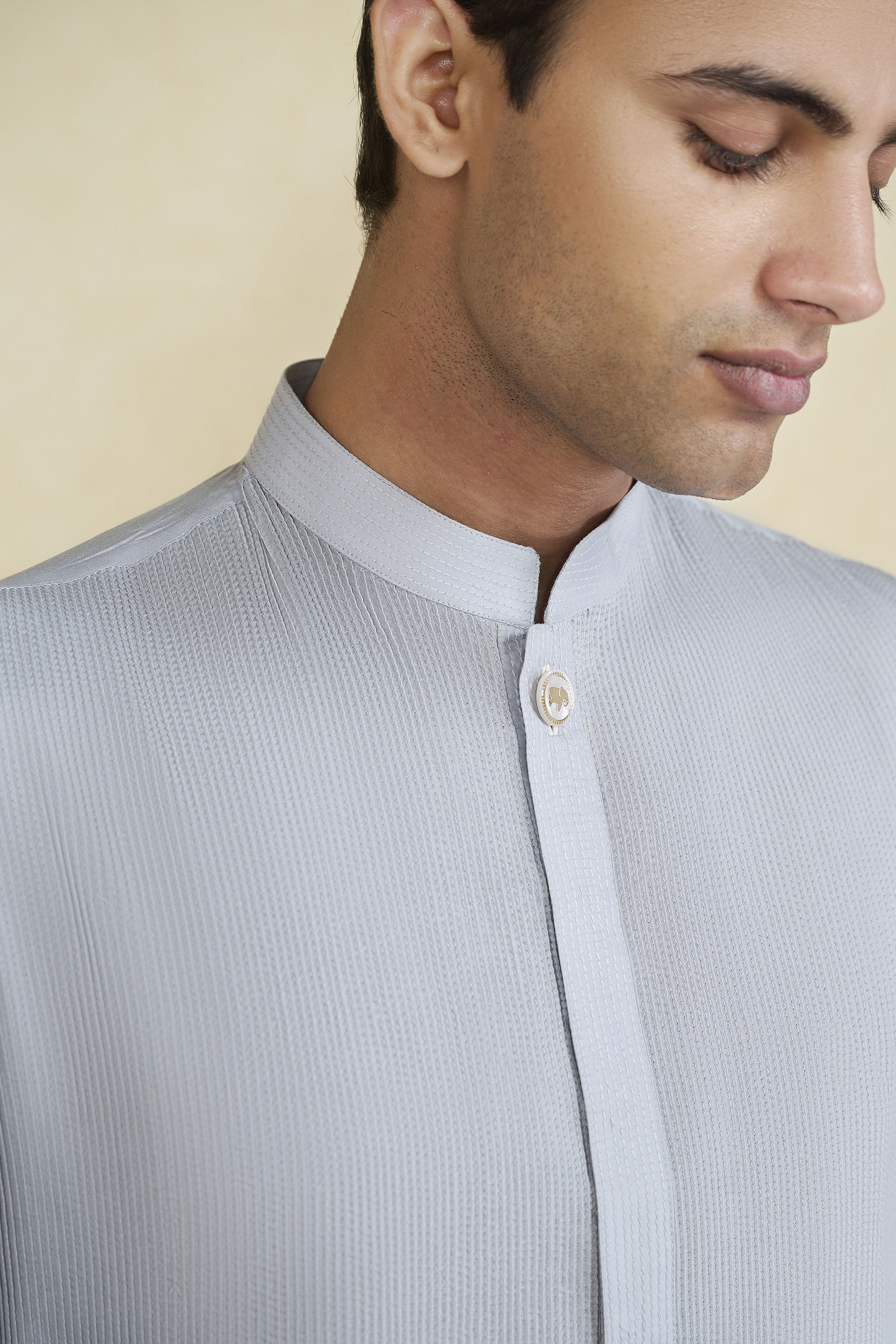 Samit Silk Kurta - Grey, Grey, image 5